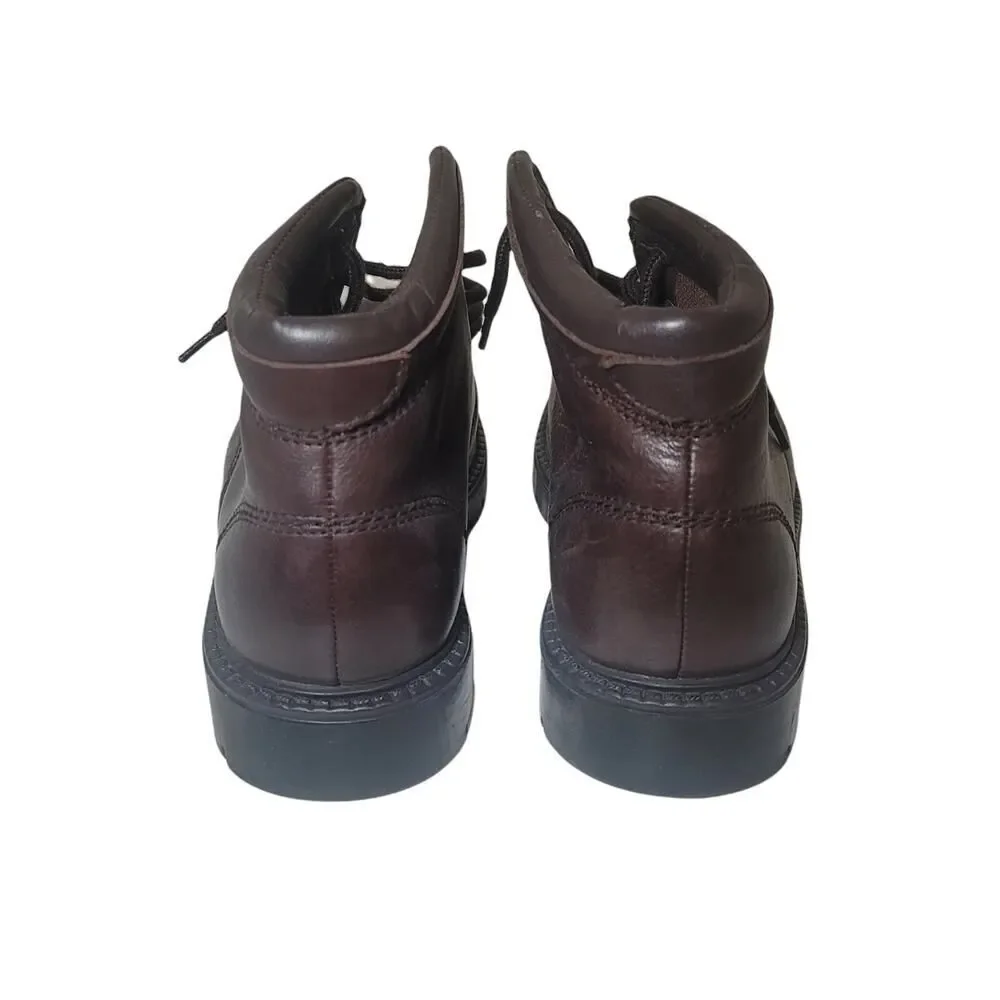 Dockers Leather Ankle Boots Size 7.5 Brown Leather Ankle High Lace Up
